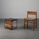 Mid-Century Magazine Holder in Metal, Wood and Leather, Belgium 1960s