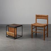 Mid-Century Magazine Holder in Metal, Wood and Leather, Belgium 1960s