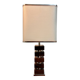 Large vintage architectural table lamp – Stacked Wood & Metal Base