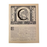 Lithograph engraving letter C of 1928