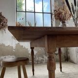 Walnut farmhouse table with swivel and extendable top