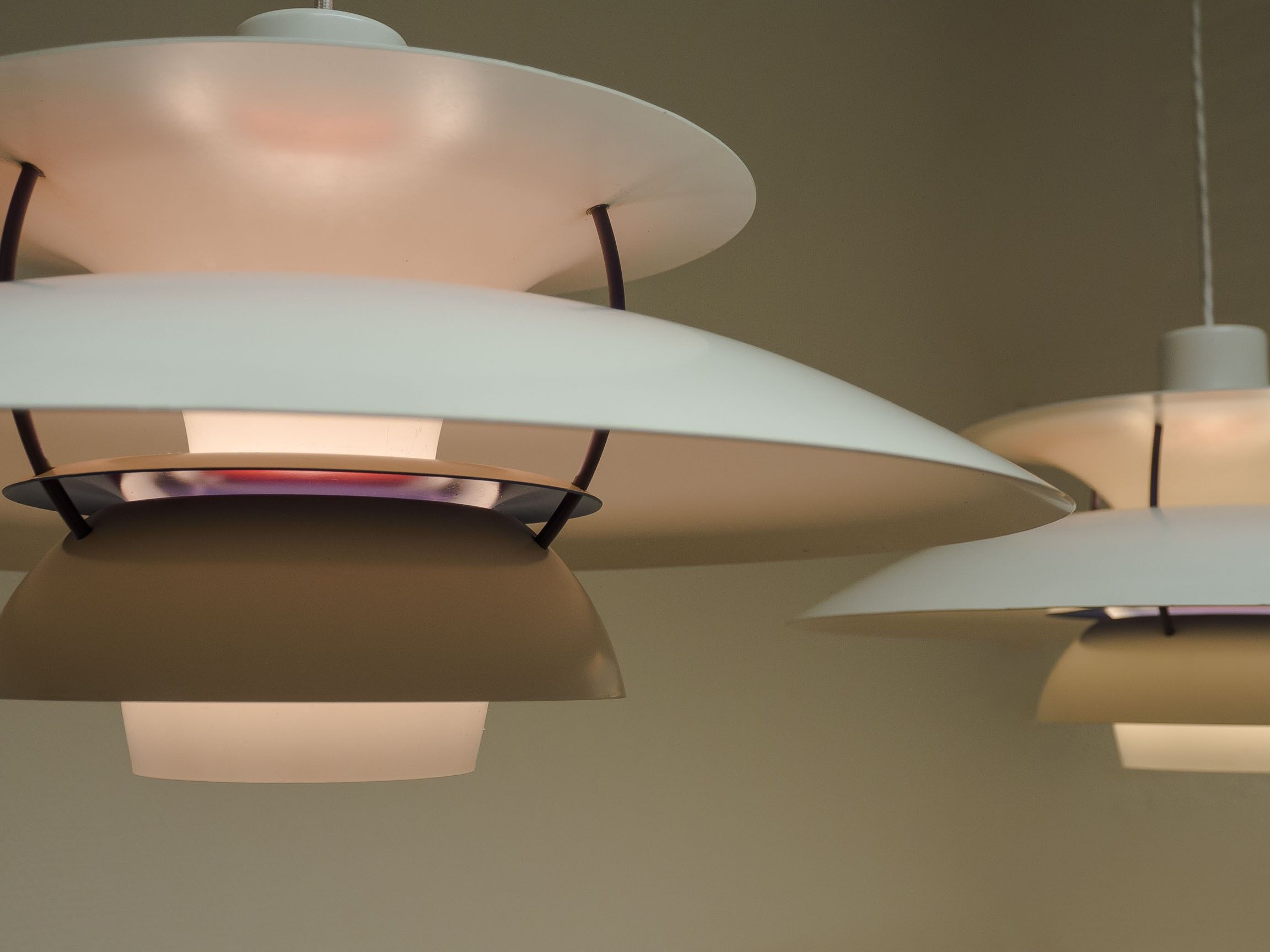 Pair of vintage poulsen ph5 scandinavian pendant lamp