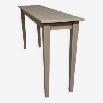 Console fine, tables d'appoint en Douglas 160 cm Design Vintage pieds fuseaux décoration rare bois