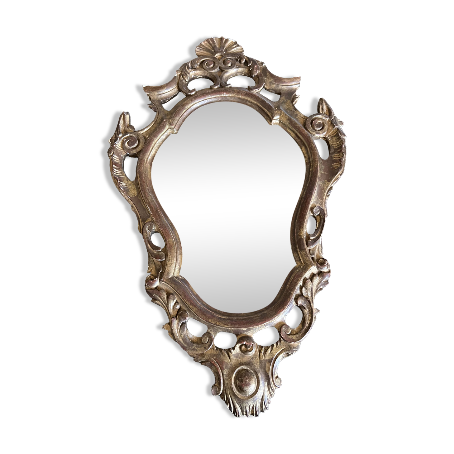 Antique baroque mirror gilded with leaf – carved wood