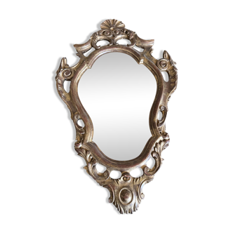 Antique baroque mirror gilded with leaf – carved wood