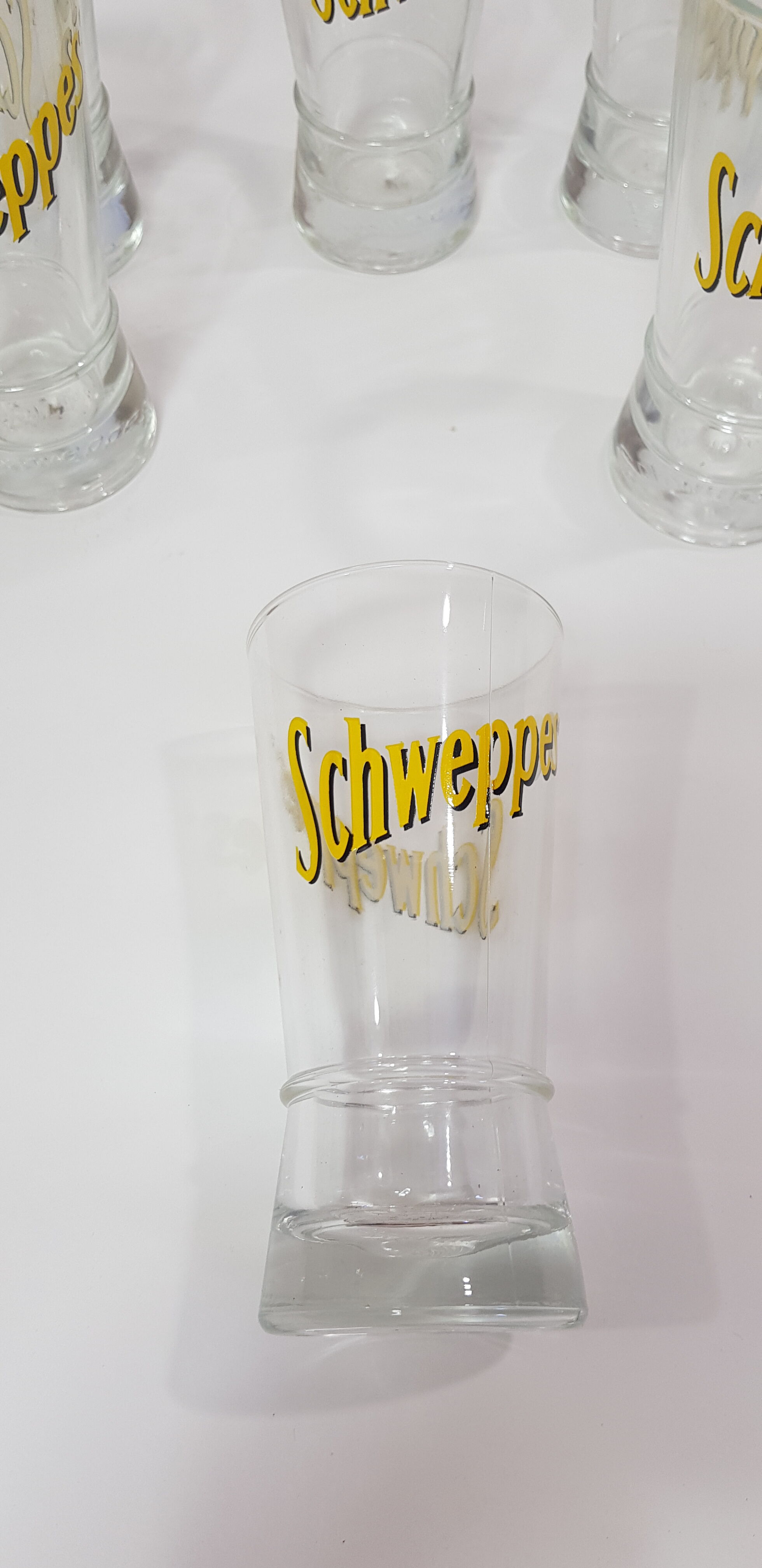 6 Schweppes advertising glasses