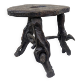 stool 50 60 brutalist wood side table Sculpted Sculpture Mid century