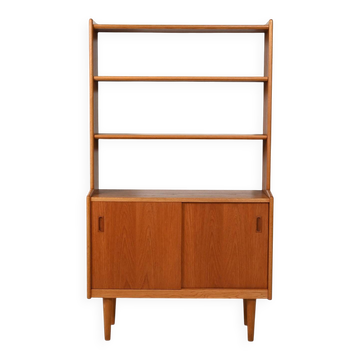 Bibliothèque en teck scandinave avec armoire, années 1960