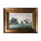 Watercolor signed Victor Henry (1855-1942) "The field of the village" with frame
