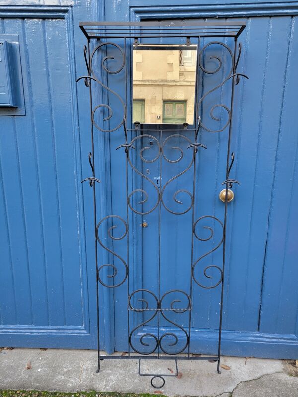 Porte manteau porte chapeau en fer forgé 1960