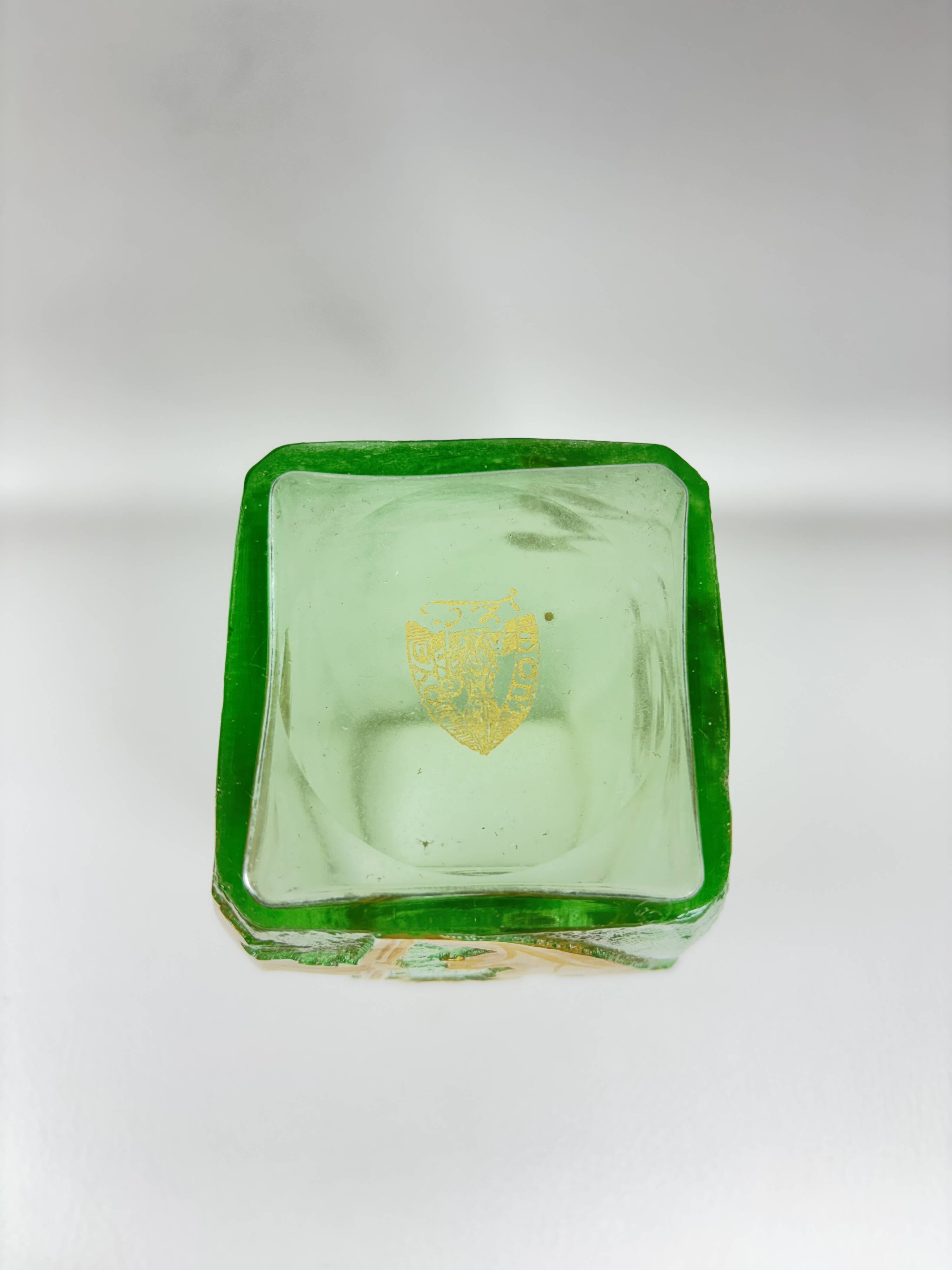 Montjoye Legras vase with frosted green and gold chrysanthemums