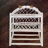 White rattan wall shelf