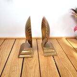 Pair of brass shell bookends