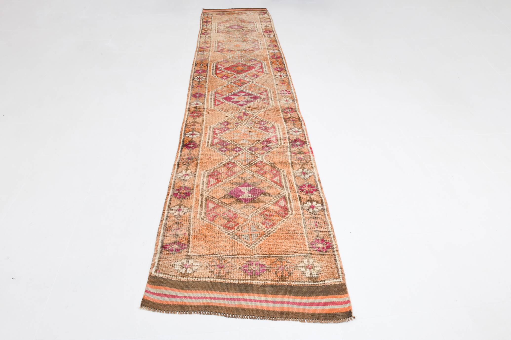 Light Orange & Red Turkish Runner Rug, 87x410Cm