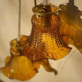 Two amber tulip globe suspension