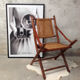 Bamboo folding armchair and caning