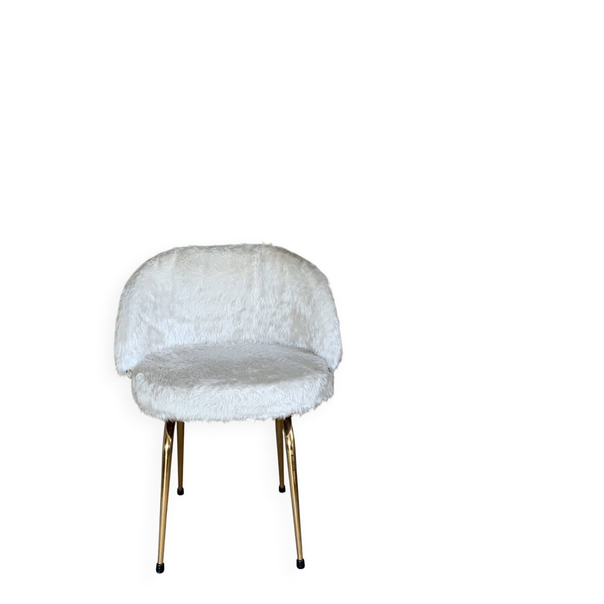 Chaise cocktail vintage moumoute blanche