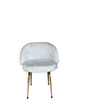 Chaise cocktail vintage moumoute blanche