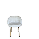 Chaise cocktail vintage moumoute blanche