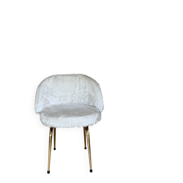 Chaise cocktail vintage moumoute blanche