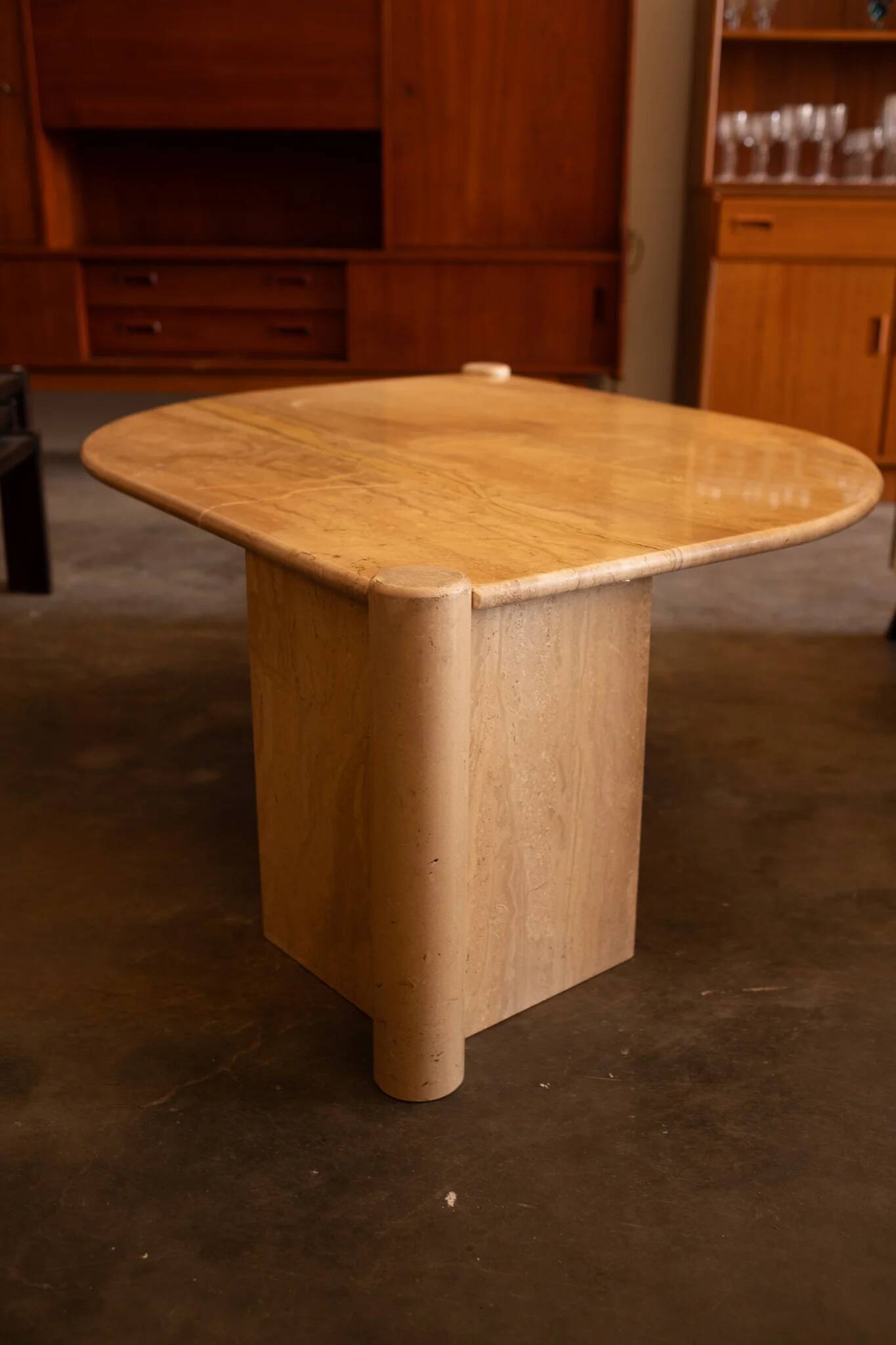 Vintage Italian coffee table in travertine - 1980s