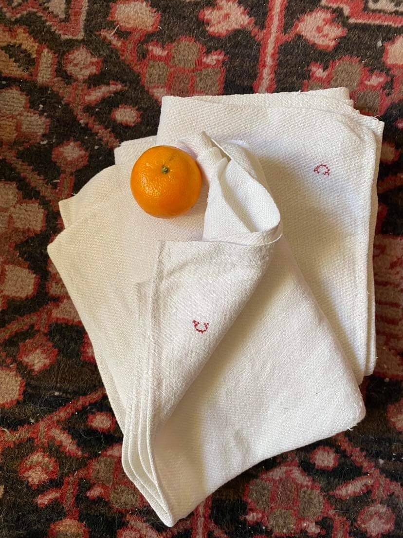 Pair hemp tea towels nineteenth.