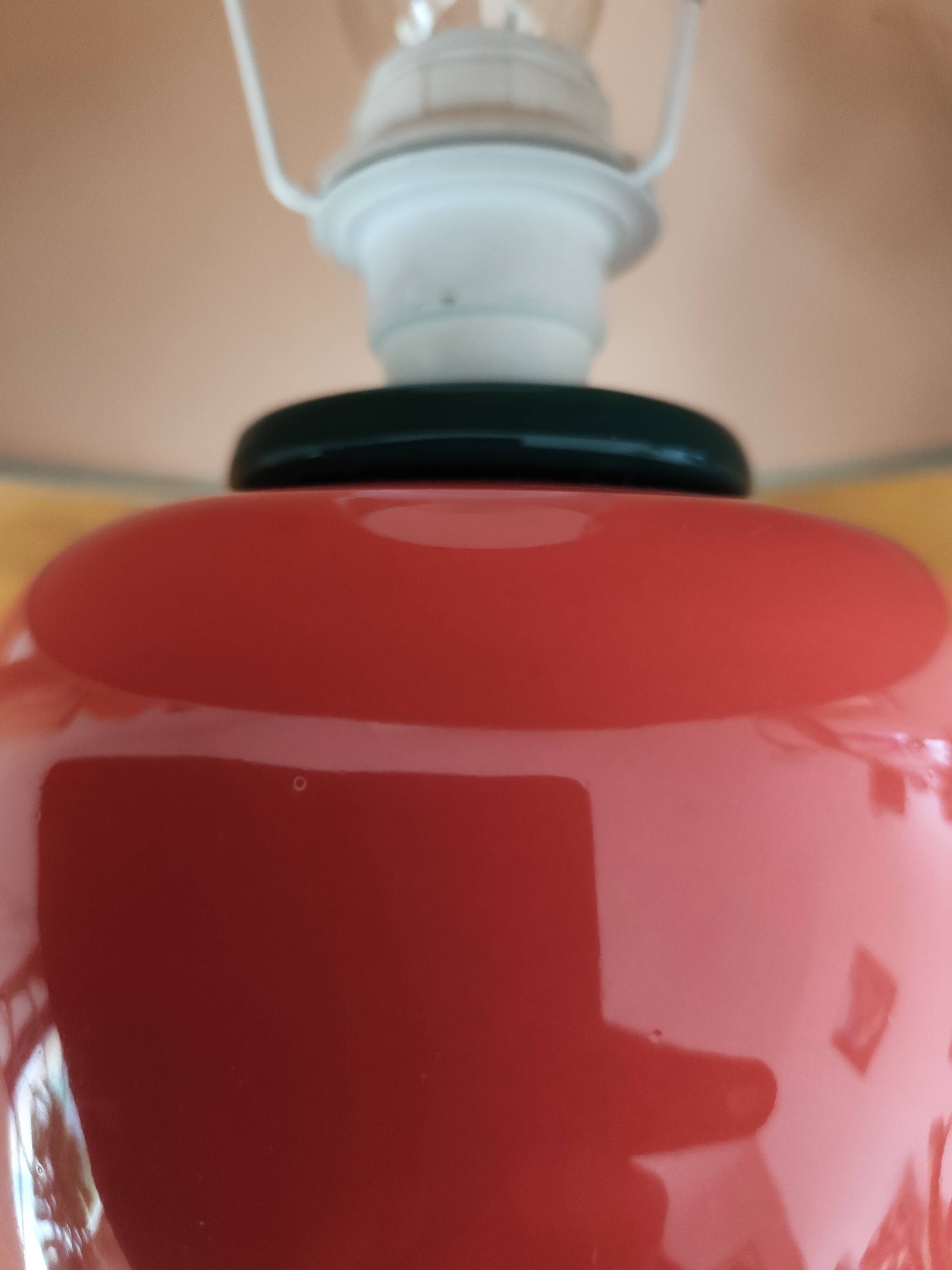 Vintage ceramic lamp with a patinated shade