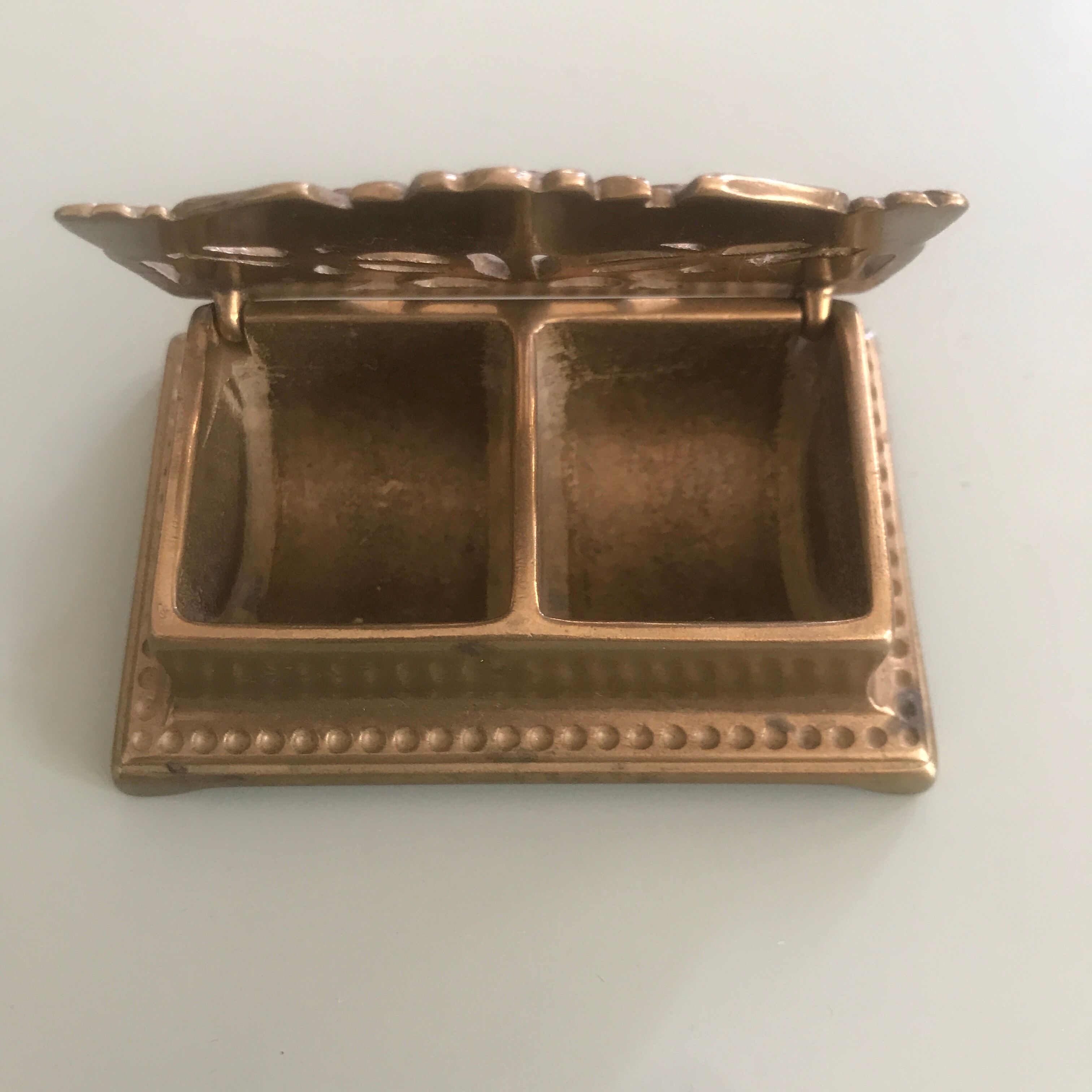 Art Nouveau brass stamp box