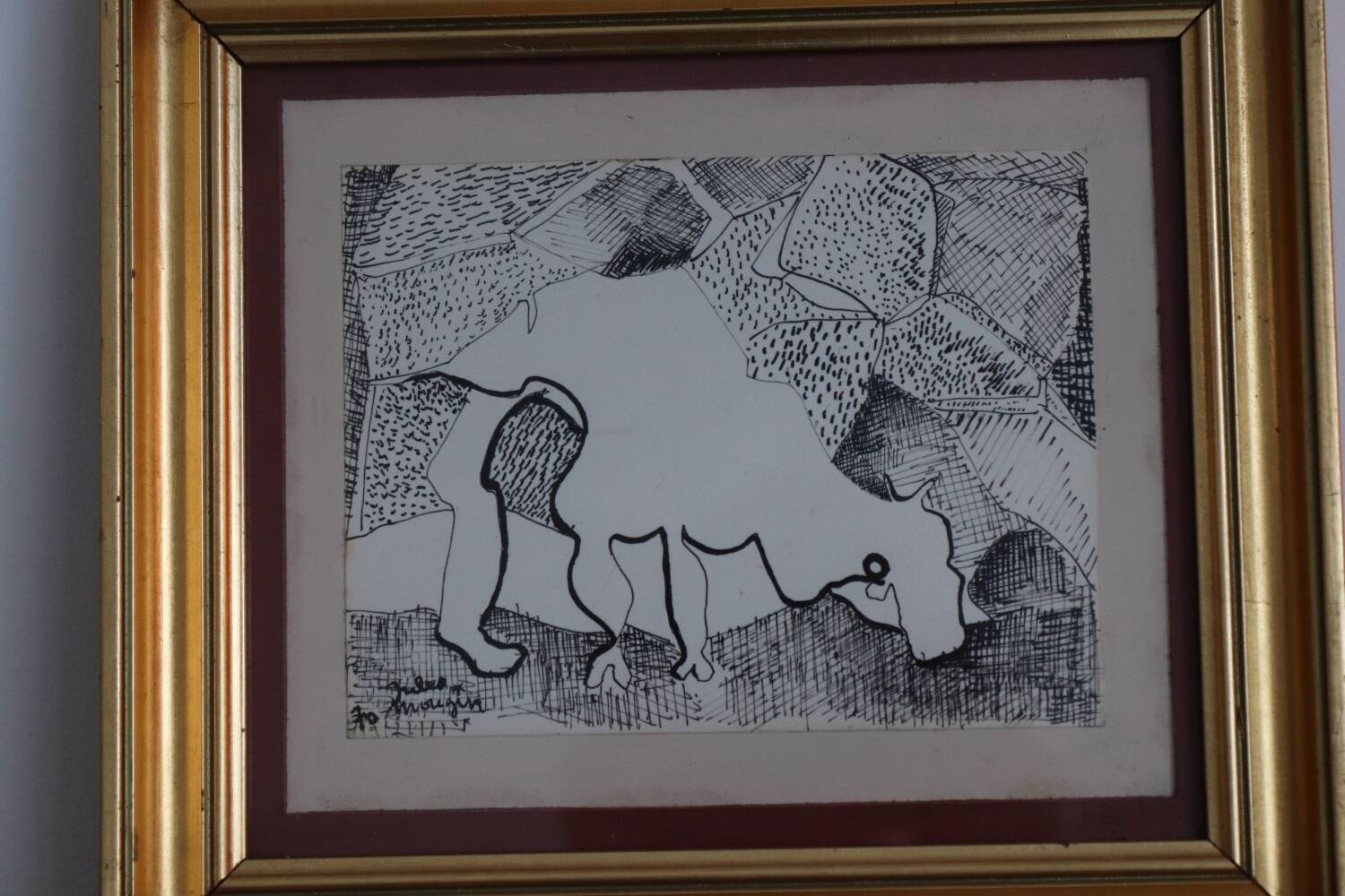 Tableau dessin " le taureau" Jules Mougin , le poète facteur
Abstrait art brut