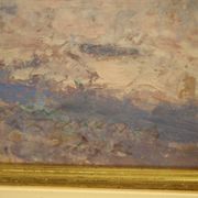 Peinture de paysage enneigé italien signée et datée de 1932.