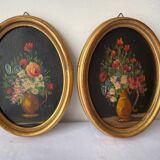 Duo of paintings "bouquet of flowers"