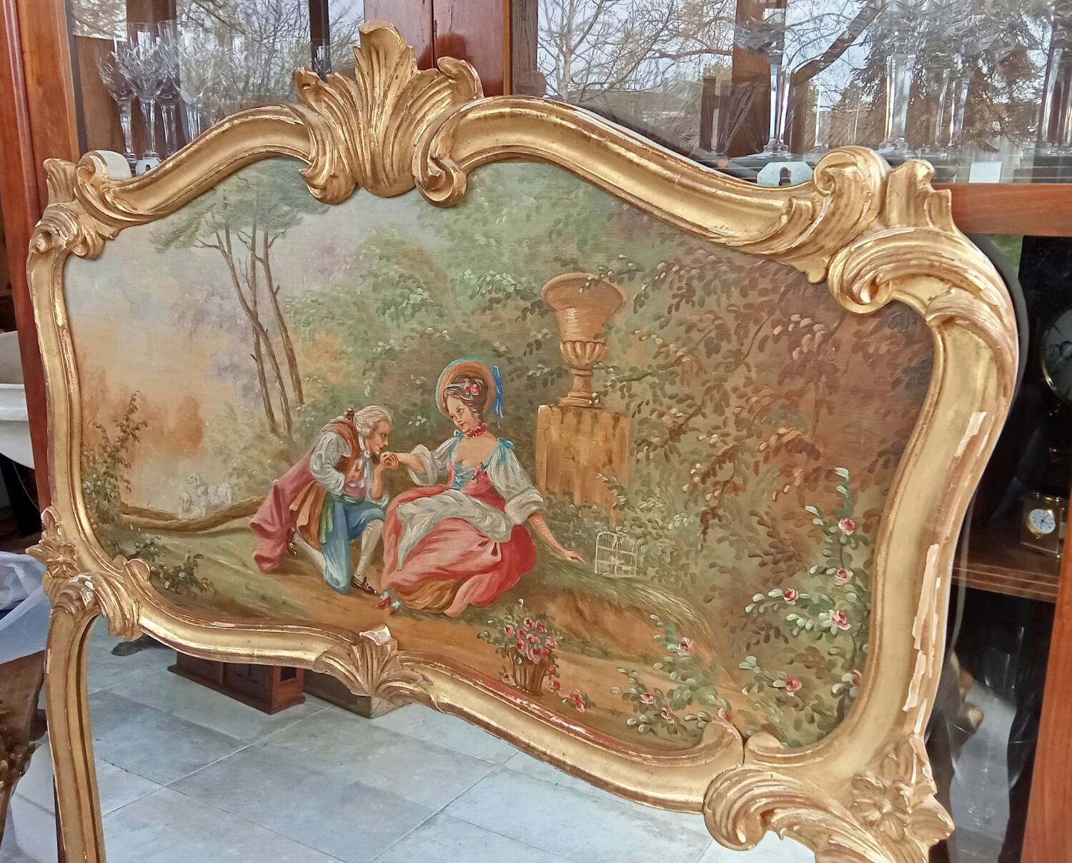 Antique Louis XV style trumeau mirror