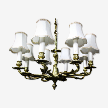 1950s Brass Chandelier With Lampshades