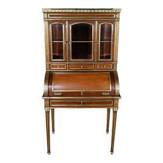 Rare Small Cylinder Desk and Showcase, Louis XVI style – Mid-19th century