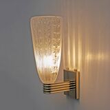 Attributed to Barovier & Toso Brass and "Reticello" Murano Glass Sconces