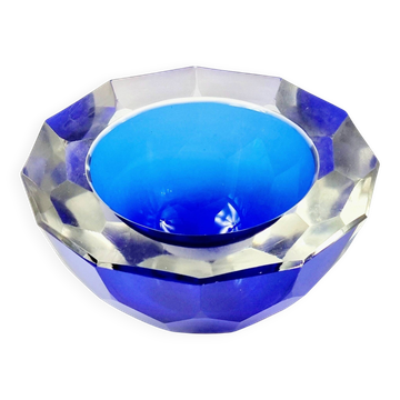 Large Sommerso Faceted Murano Glass Bowl by Mandruzzato, Italy, 1970s