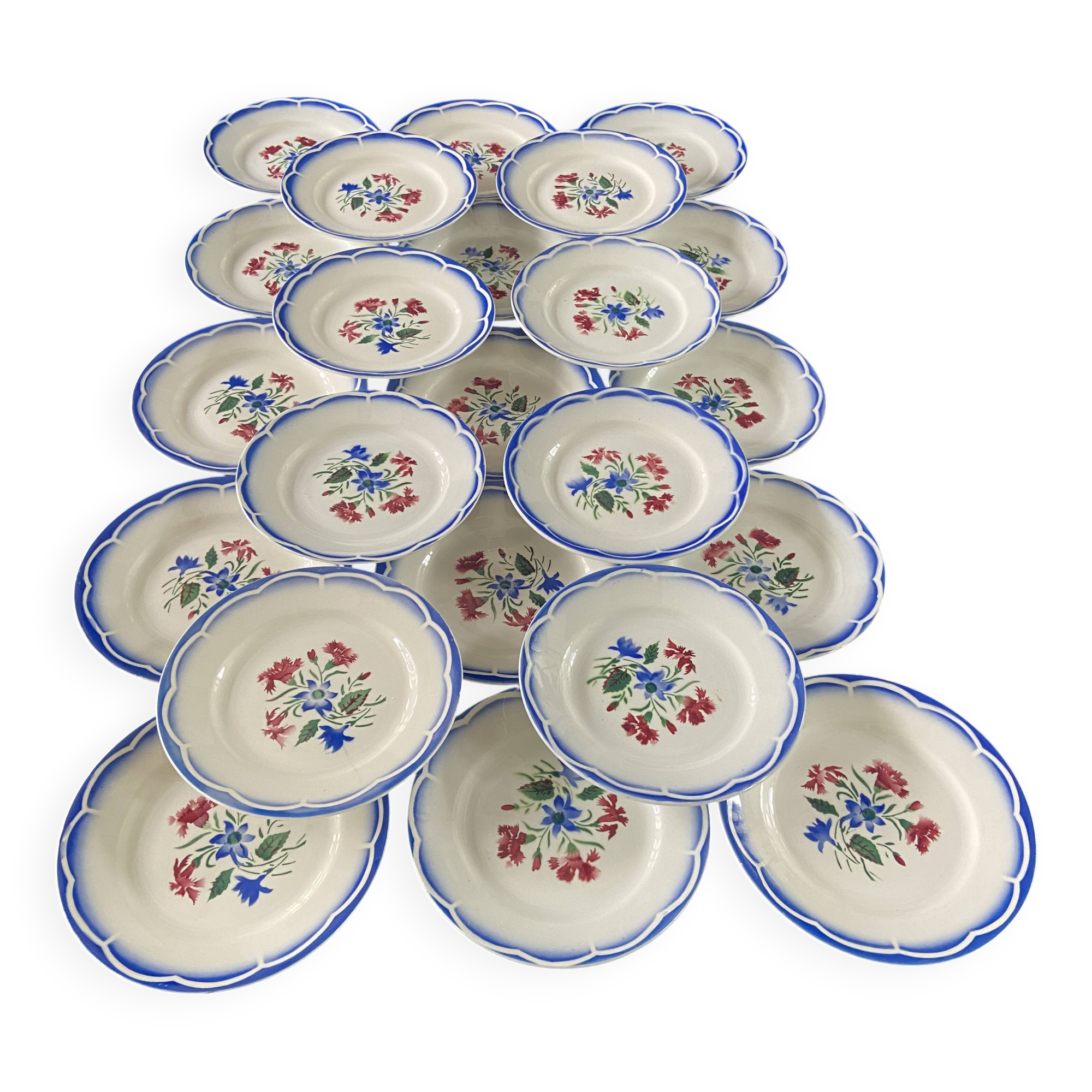 Set of 23 Digoin Sarreguemines "Elorn" dessert plates