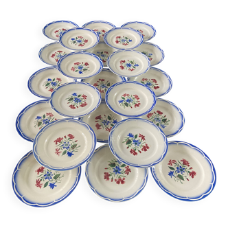 Série de 23 assiettes dessert Digoin Sarreguemines "Elorn"