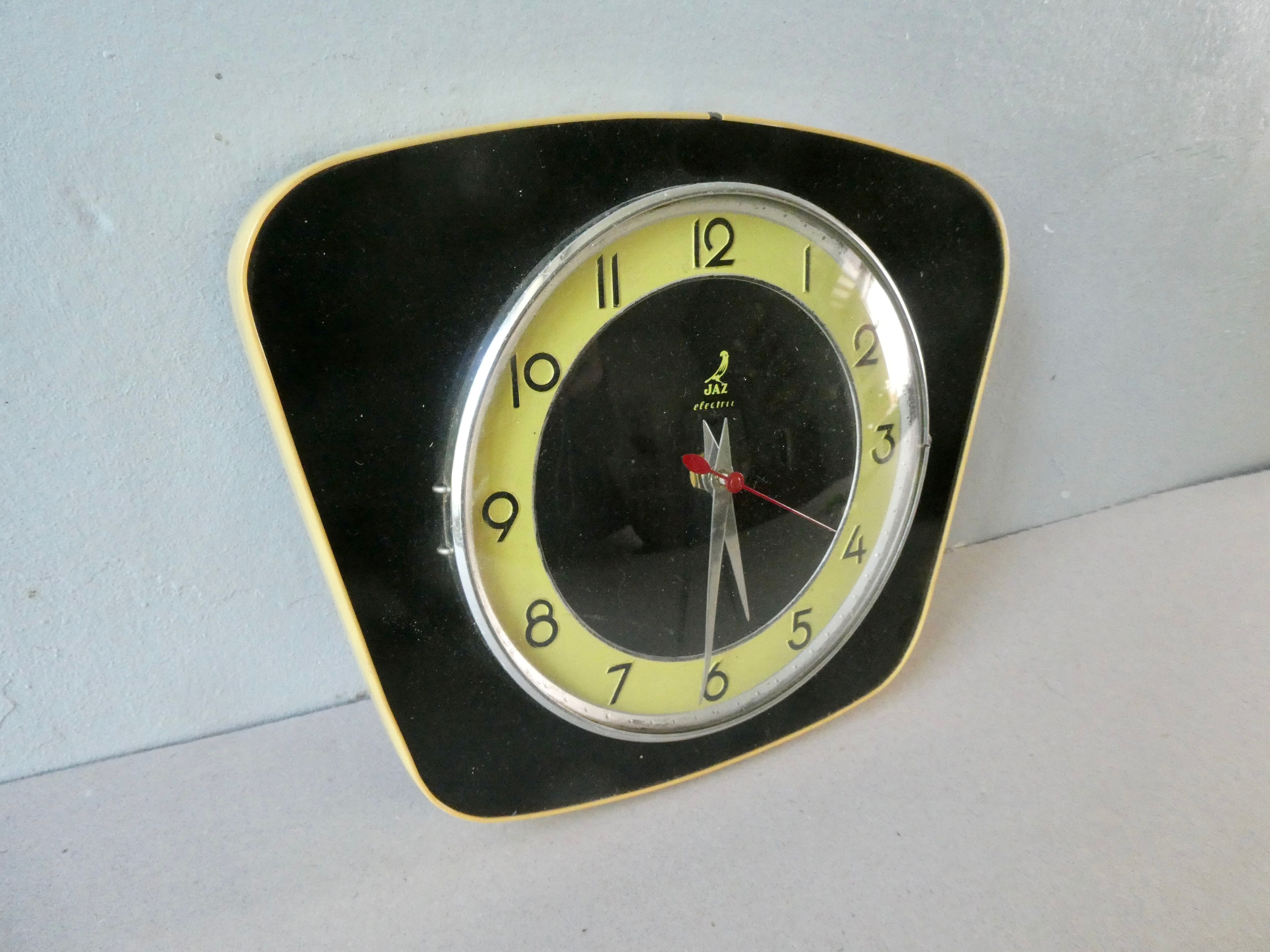 Pendulum, jaz wall clock, 60s, black formica
