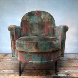 Fauteuil 50's en velours tapissier