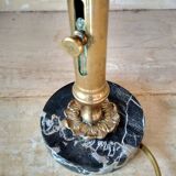 Table lamp with brass candle holder and marble base
