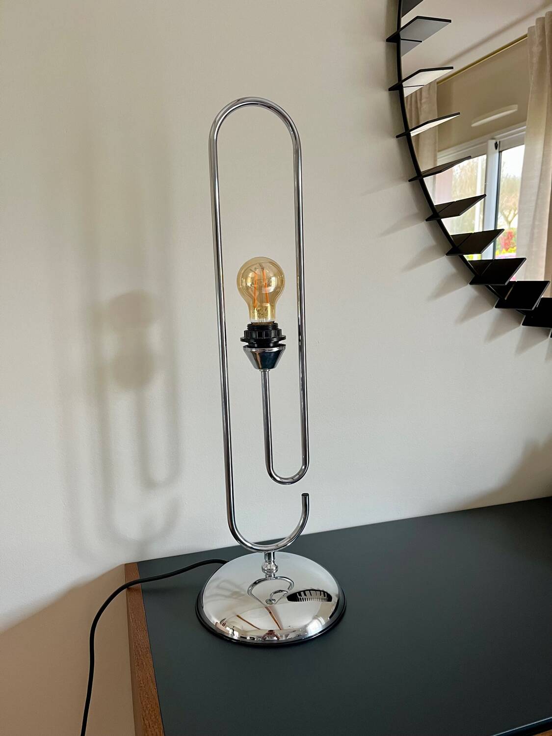 Space Age table lamp chrome steel VINTAGE 70