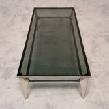 Italian coffee table metal & smoked glass ca 1970