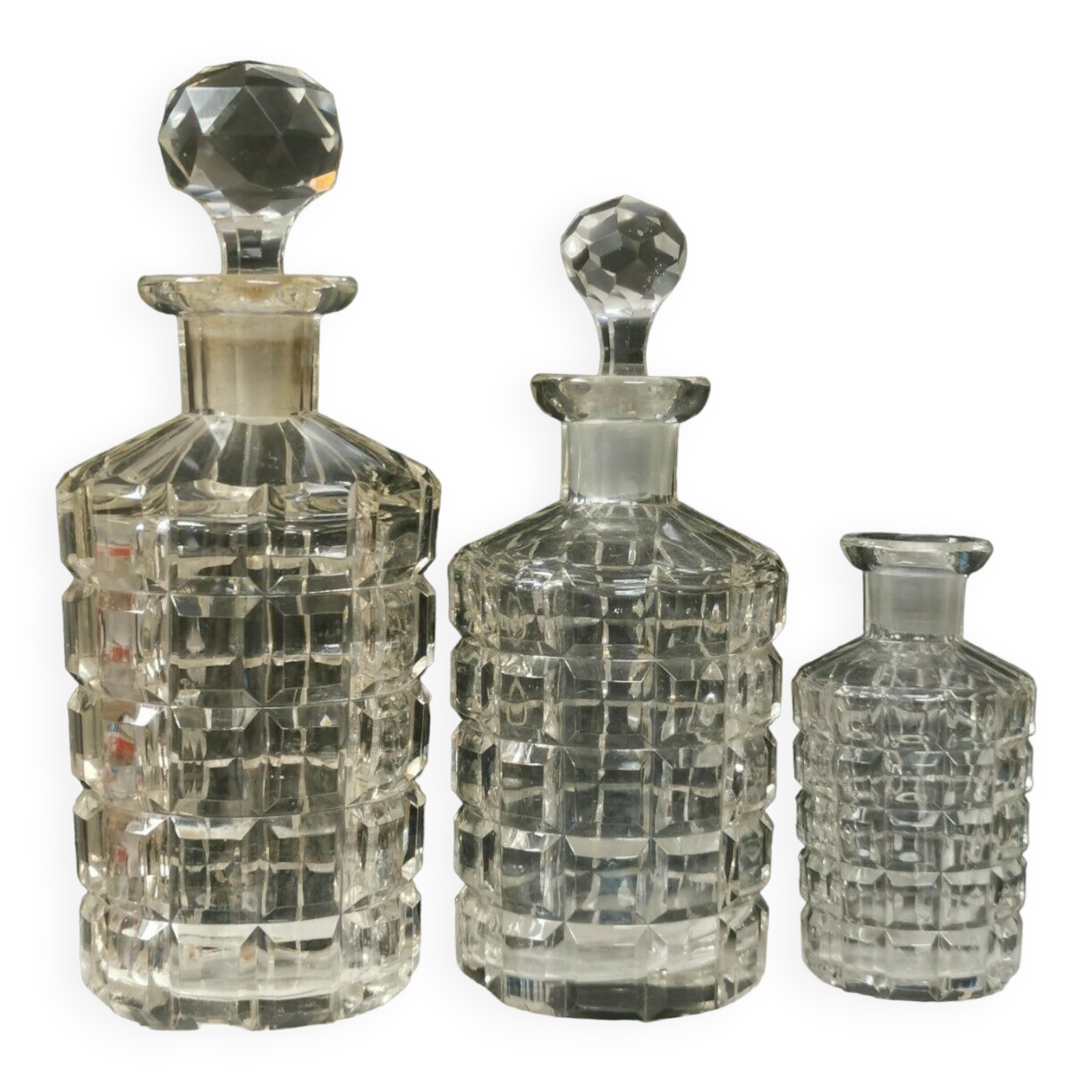 lot de 3 anciens flacons à Parfum, Cristal de Baccarat