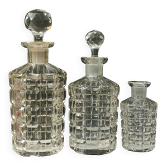 set of 3 old perfume bottles, Baccarat Crystal