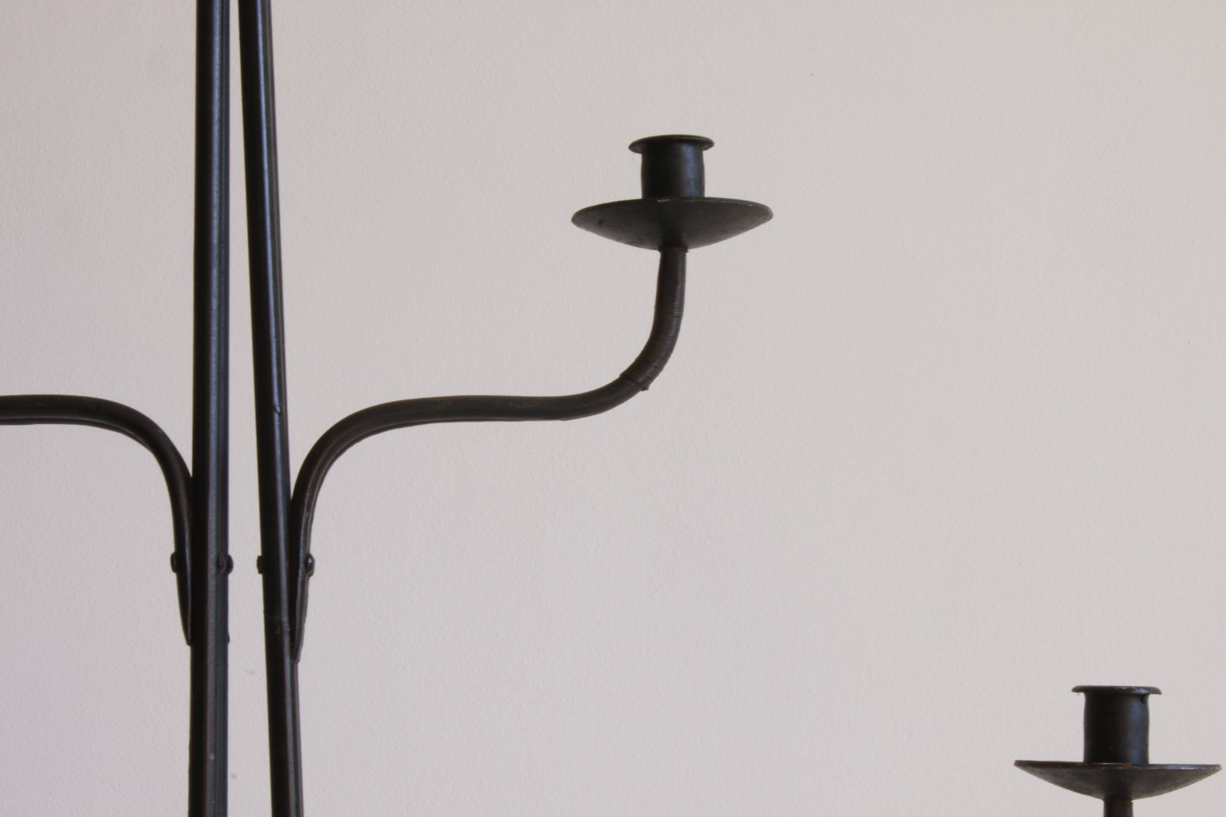 Large Wrought Iron Floor Candelabra, 1950s