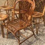 Set of 6 chairs in rattan Louis Sognot 1960