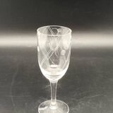 Tube-shaped stemmed glasses in worked glass with a “drop” pattern – MOCA7