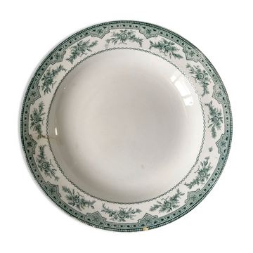 Round dish Terre de Fer earthenware of Onnaing model "Roses Mousses" late nineteenth