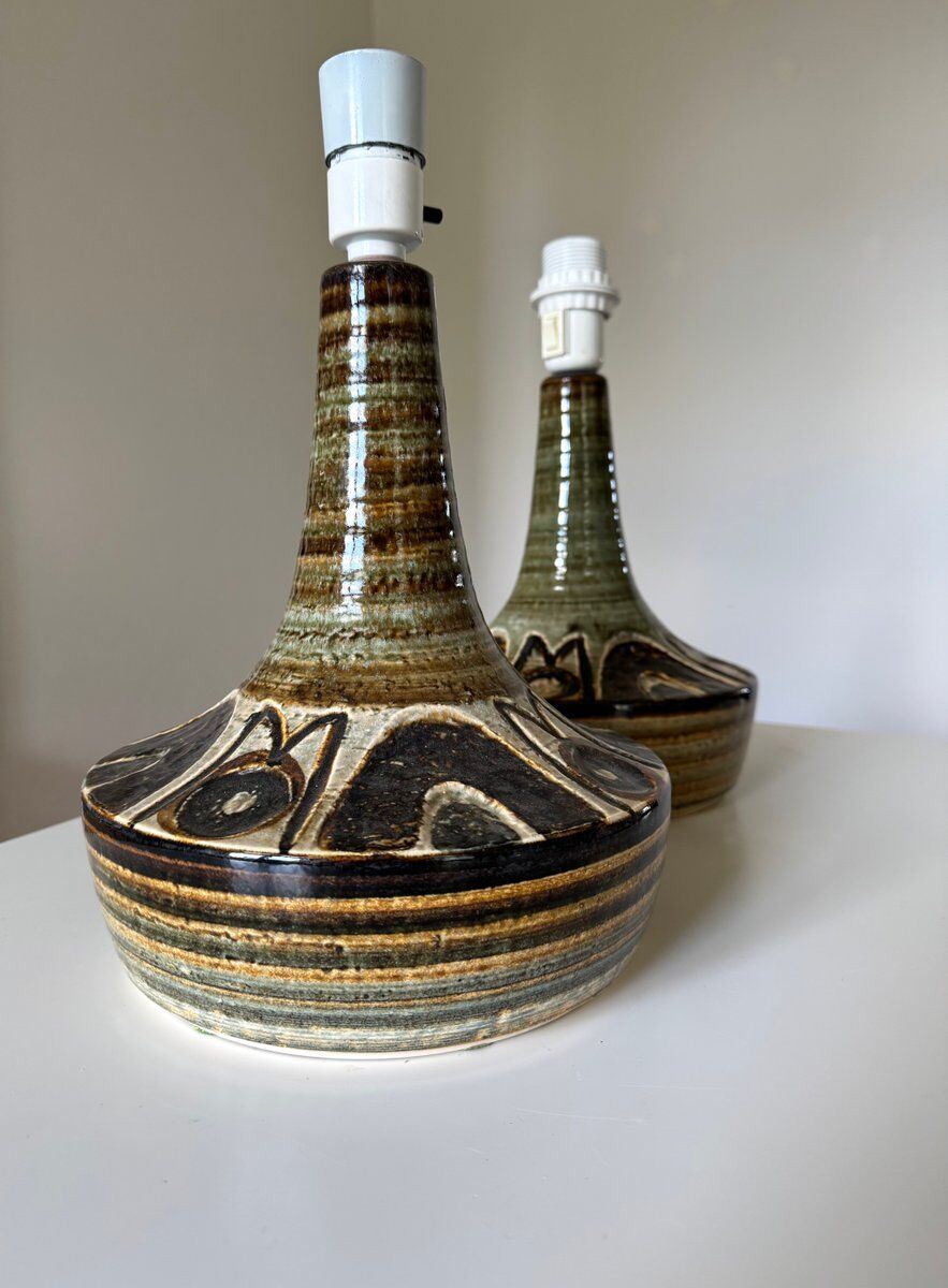 Lampes de table en céramique danoise par Arne Finne Nielsen et Noomi Backhausen pour Søholm, années 1960, ensemble de 2